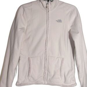 The North Face Women's Full Zipper Soft Fleece Lines Off White Jacket Size M EUC